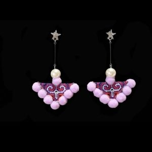 Lavender hmong pompom earring